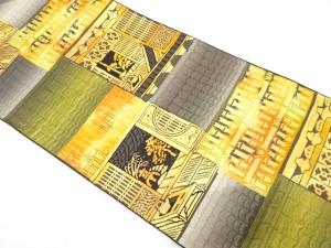 家屋模様織り出し　名古屋帯